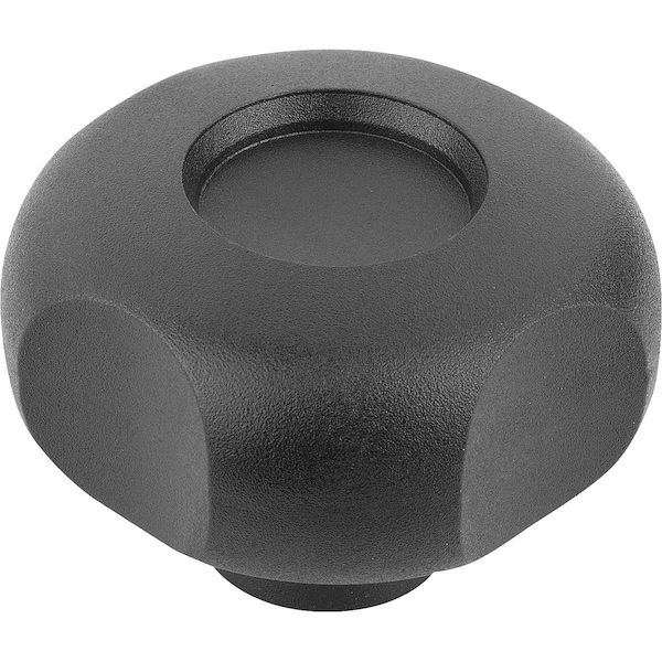 Kipp Palm Grip D=M10 D1=59 H=40, Form:K Thermoplastic, Black, Comp:Brass K1093.26010 - main